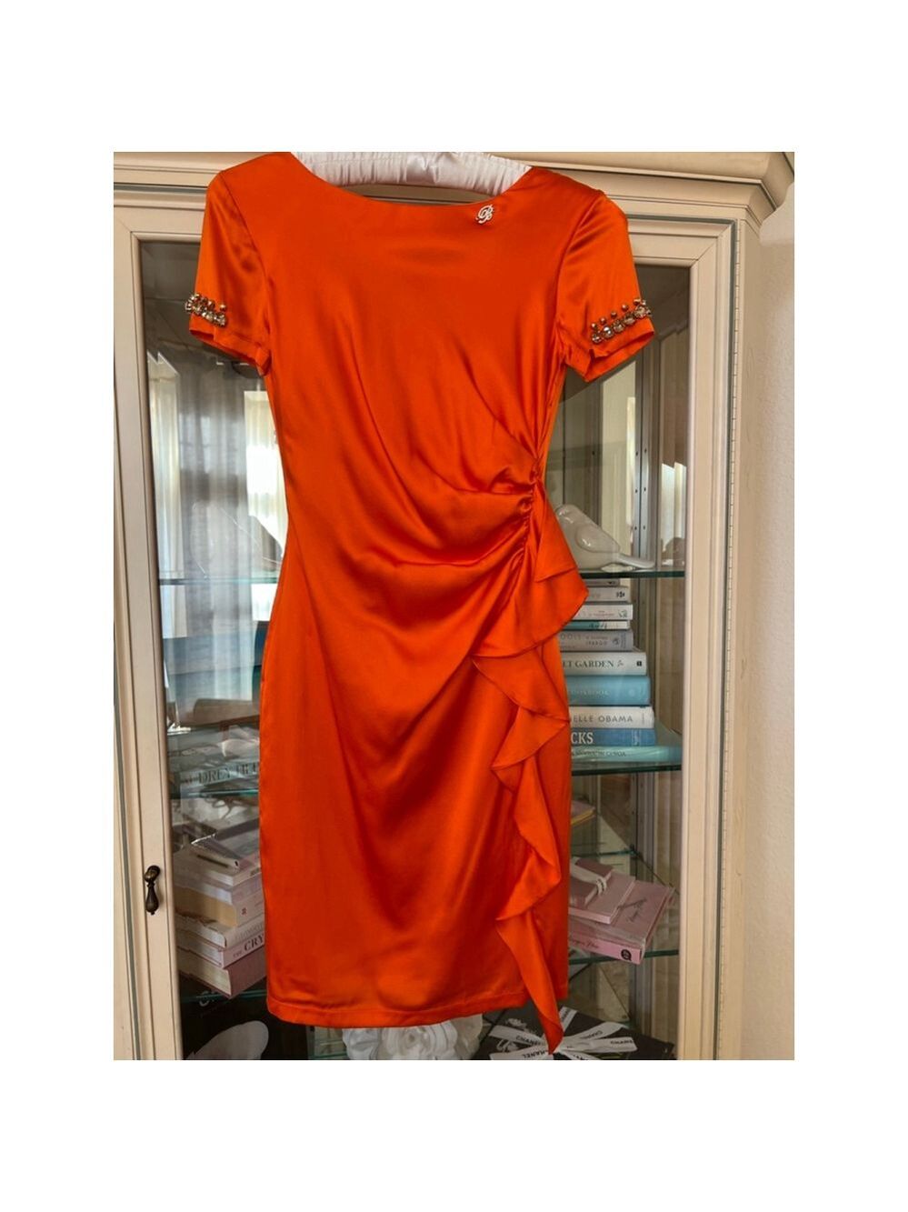 Blumarine Orange Mini Dress with Gold Embellishments Size 2